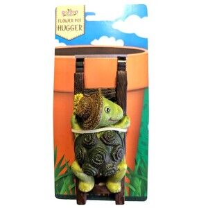 Garden Climbing Turtle Flowerpot Planter Hugger Resin 5.5-in Tall Yard Art NEW